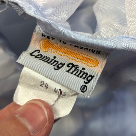 Vintage Coming Thing Jumpsuit Girls Size 18m Blue Romper Lace - Picture 4 of 5